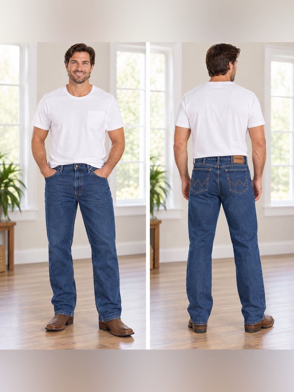 Wrangler Rugged Wear Men’s Jeans 40x32 Blue Denim Straight Leg/Cowboy/Workwear